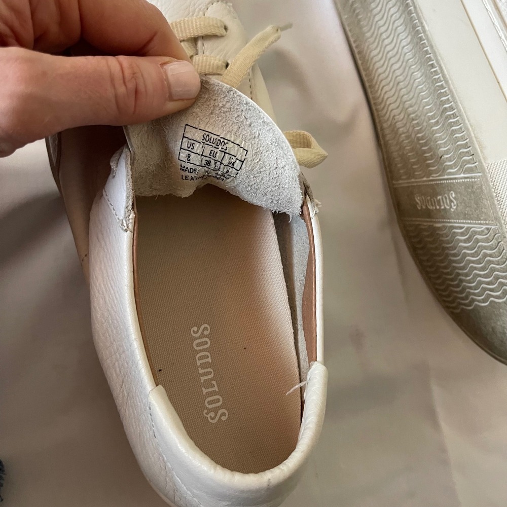 Soludos Ibiza Platform Leather Sneakers Size‎ 8 Oasis White Casual Comfortable - Picture 13 of 14